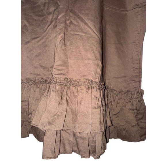 Brown Ruffled Hem A-Line Skirt By Old Navy 100% Cotton Size 8 Lightweight & Comf - Picture 5 of 7